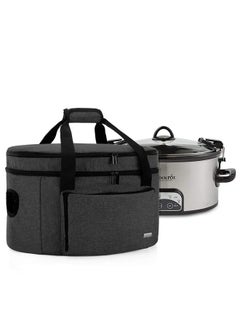 Buy Double Layers Slow Cooker Bag (With A Bottom Pad), Insulated Slow Cooker Carrier Fits For Most 6-8 Quart Oval Slow Cooker, Black (Bag Only) in Saudi Arabia