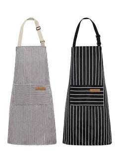 Buy YANEK 2 Pack Kitchen Cooking Aprons for Men Women with 2 Pocket Adjustable Stripe Apron for Home Kitchen, BBQ Restaurant, Chef Apron, Cooking Apron, Baking Gardening in UAE