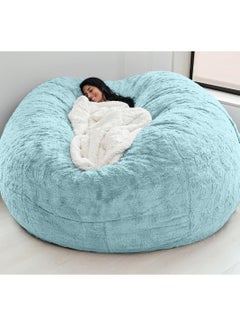 اشتري Bean Bag Chairs, Giant Bean Bag Chair for Adults, 6ft Big Bean Bag Cover Comfy Bean Bag Bed (No Filler, Cover only) Fluffy Lazy Sofa (Sky blue , 6ft(150*75cm)) في الامارات