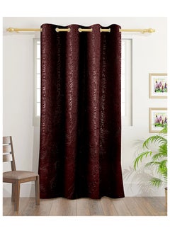 اشتري Flowers Emboss Double Blackout Curtains With Groomets - Polyester- Flowers Design -Single Window Curtain- Sound, Sunlight And Heat Insulation- 240X140Cm -  Brown في الامارات