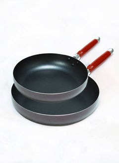 Buy 2-Piece Non-Stick Frying Pan Set Black/Red Big Frying Pan (26), Medium Frying Pan (22) in Saudi Arabia