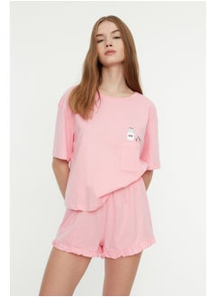 Buy Pink Cotton Printed T-shirt-Shorts Knitted Pajama Set THMSS22PT0422 in Egypt