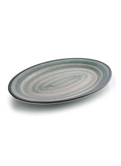 Buy Color Glaze Porcelain Oval Plate 30 cm,Green in UAE