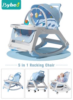 Buy 5 in 1 Multifunctional Baby Rocking Chair, Booster Seat, Dinning Dining Chair for Kids, Toddler Stroller With Sunshade Shed, Music and Hanging Toys in UAE