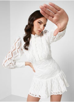 Buy Lace Detail Polo Neck Dress in UAE