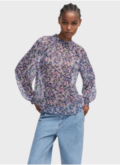 Buy Floral Balloon Sleeve Top in UAE