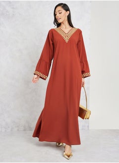 اشتري Embellished V Neck Jalabiya في السعودية