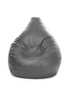 Buy Faux Leather Multi-Purpose Bean Bag With Polystyrene Filling Grey in UAE