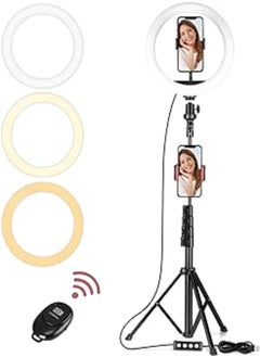 Buy Vabogu Selfie Ring Light, 10" Selfie Lights 120 LED Bulbs with Tripod Stand 18" to 63" & Cell Phone Holder for Live Stream/Makeup/YouTube Video/Photography, Compatible for iPhone Android(Upgraded) in Egypt