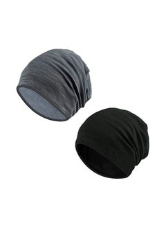 اشتري 2 Pcs Slouchy Beanie Hat Baggy Skull Sleep Cap Thin Hip hop Soft Stretch Knit Sleeping Hat Headwear Head Wrap Cap for Men Women في الامارات