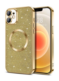 Buy iPhone 12 Case Glitter, Clear Magnetic Phone Cases with Camera Lens Protector [Compatible with MagSafe] Bling Sparkle Plating Soft TPU Slim Shockproof Protective Cover Women Girls in UAE