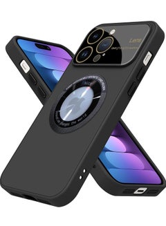 Buy iPhone 15 Pro Max Case, Hard Slim Camera Cover Protection with Magnetic Glass Lens Protector [Large Window] Women Men Matte Phone Cases for iPhone 15 Pro Max - Black in Egypt
