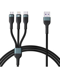 Buy 3-in-1 Multi Charging Cable, Rapid Nylon Braided Cord USB Charging Cable, USB Fast Charging Fixed Cable Connector, with Type-C, Micro USB and IP Port, for Home Office Daily Charging (4FT) in Saudi Arabia