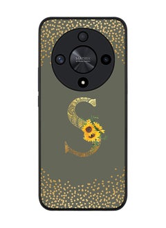 Buy Rugged Black edge case for Honor X9b, Slim fit Thin Cover- Custom Monogram Initial Letter Floral Pattern Alphabet-S  (Olive Green ) in UAE