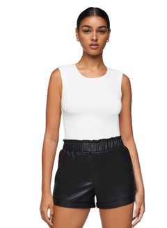 Buy Faux Leather High-Waist Shorts in Egypt