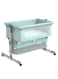 اشتري Compact Portable Bedside Crib,Newborn Mobile Baby Bed Folding Travel Cot with Mattresses and Packaging Bags Height Adjustable Cradle New Born,Pink (Blue) في الامارات