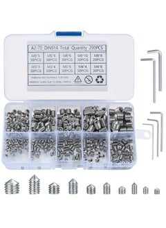 Buy Stainless Steel Grub Cone Point Hex Socket Screws Set, 290 Pcs Metric Thread Allen Key Cup Screw Set with M3 M4 M5 M6 M8 for Door Handles Faucet Light Fixture in UAE