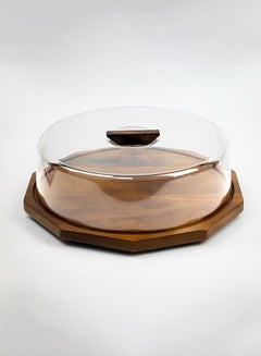 Buy Decagon Cheese and Cake Tray with Acrylic Display Dome in UAE