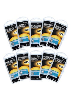 Buy 60-Pieces Duracell Activair Size 675 Hearing Aid 1.45V Zinc Air 0% Mercury Batteries in UAE