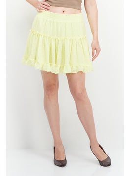 اشتري Women Ruffle Mini Skirt, Lime Yellow في الامارات