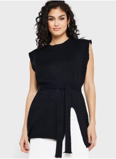 Buy Sleeveless Sweater With Tie Up Detail in UAE