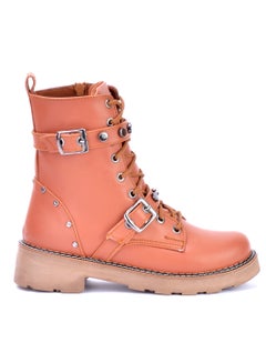 Buy Leather boots with zipper and buckle sh-2 in Egypt