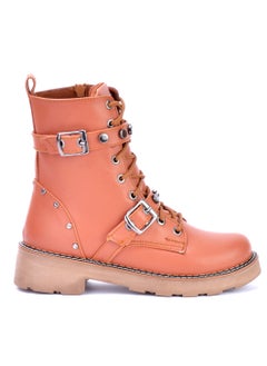 Buy Leather boots with zipper and buckle sh-2 in Egypt