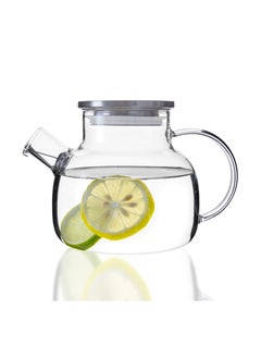 اشتري 900ML Stovetop Safe Heat Resistant Borosilicate Glass Clear Teapot Removable Filter Sprout for Loose Leaf and Blooming Tea Bamboo Lid Microwave and Dishwasher Kettle for Hot, Iced, and Cold Tea في الامارات