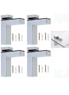 اشتري Wood Clamp Glass Shelf Bracket Holder Adjustable Solid Zinc Alloy Support Clip Wall Bracket for 3-36mm Thickness Shelf(4Pcs) في الامارات