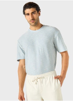 Buy Textured Crew Neck T-Shirt in UAE