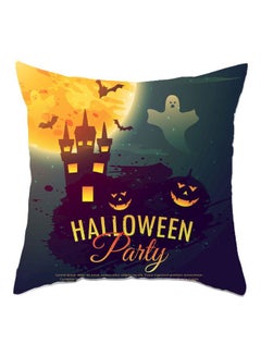 Buy Halloween Printed Cushion Cover Black/Yellow/Blue 45x45cm in Saudi Arabia