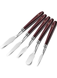 Buy 5 Pieces Painting Knife Set, Professional Stainless Steel Acrylic Oil Painting Palette Knives,Fabric Paints Tools, Artist Color Paint Mixing Scraper, Spatula Art Accessories Canvas in UAE