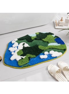 Buy 1 Piece Of 50X80Cm Plush Carpet Moss Shaped Bathroom Floor Mat Soft Ultra-Fine Fiber Washable Water Absorbent Carpet Door Mat in Saudi Arabia