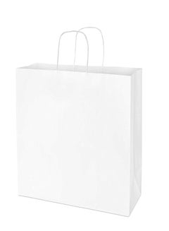 Buy White Paper bags with handles 42 x 31 x 12 cm Large Kraft Gift bags for Birthday Party Favors, Weddings, Crafts, Sweets, Packaging, Eid (12 Bags) in UAE