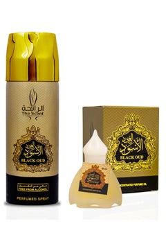 اشتري The Scent Black Oud 200ml Perfumed Body Spray and 20ml Roll on Set في الامارات