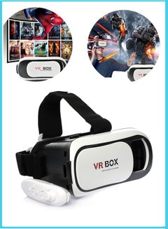 Buy VR Virtual Reality 3D Glasses with Bluetooth Gamepad Remote Controller in Saudi Arabia