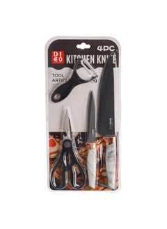 اشتري Akher el Ankoud 4-piece stainless steel knife, peeler and scissors set في مصر