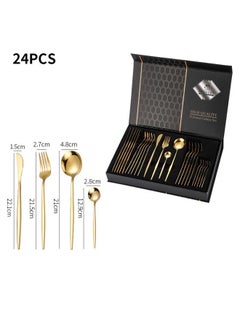 Buy 24 Piece Travel Cutlery Set, Portable and Reusable Stainless Steel Cutlery with Gift Box for Hotel, Office in Saudi Arabia