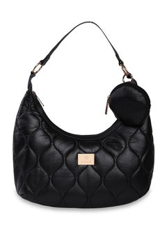 Buy Caprese Briar Abstract Black Faux Leather Medium Hobo Handbag in UAE