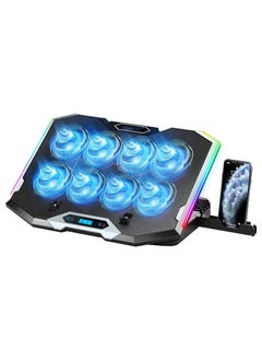 اشتري Gaming Laptop Cooling Pad, with 8 Cooling Fans, RGB Laptop Fan Cooling Pad 15-17.3 Inch, Laptop Cooler Stand with 6 Height Adjustable في السعودية