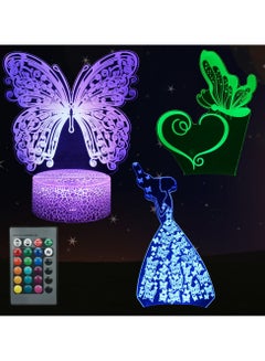 Buy Butterfly Girl Heart Night Light for Bedroom, 3D Illusion Lamp, 3 Patterns 16 Colors Changing Dimmable Room Decor, Smart Touch & Remote Control, Birthday Gift for Toddler Kid Teen Women in Egypt