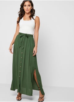 Buy Tie Waist Button Down Skirt in UAE