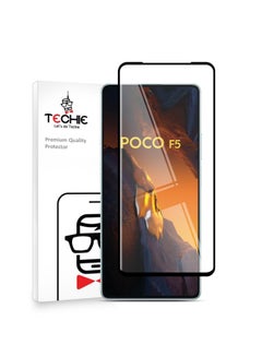 Buy Techie 5D Full Cover 9H Hardness HD Tempered Glass Screen Protector for Xiaomi Poco F5 - Anti-Scratch, Anti-Fingerprint, and Bubbles Free Technology in Saudi Arabia