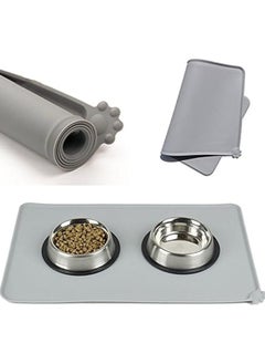 اشتري Feeding Mat, For Cat and Dogs Silicone Bowl Mat, Feeding Mat, Waterproof Dog Cat Mat Pet Placemat Premium Silicone FDA Grade Non-stick Non Slip Anti Spill Easy Clean  ( Grey ) في الامارات