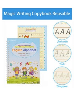 Buy (4 Practice Books With Pen)Magic Ink Copybooks For Kids Reusable Handwriting Workbooks For Preschools Grooves Template Design And Handwriting Practice Book For Kids in UAE