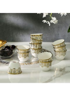 Buy Majestic Crossline 12-Piece New Bone China Cawa Cup Set 80ml -Serve 12 in UAE