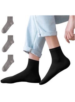 Buy Mens Socks Cotton Dress Socks Mens Calf Socks for Business Breathable Soft Athletic Casual Socks Comfort Fit Breathable Sweat-Absorptive Odor Resistant 3 Pack Brown in Saudi Arabia