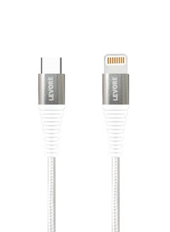 Buy Levore USB-C to Lightning Nylon Cable MFI Certified 1.8m - White in Saudi Arabia