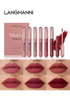 اشتري 6 Colors Matte Nude Lipstick Set Liquid Lipstick Velvet Lip Gloss Lip Stain Long Lasting Waterproof Nude Pink Lipstick Set for Women Lip Makeup Kits في السعودية