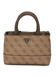 Buy Classic Logo Zipper Closure PU Womens Top Handle Flap Bag Casual Satchel Bag (Brown Print,Universal SIZE) in Saudi Arabia